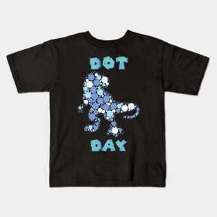 International Dot Day Blue Polka Dot T Rex Dinosaur Kids Kids T-Shirt